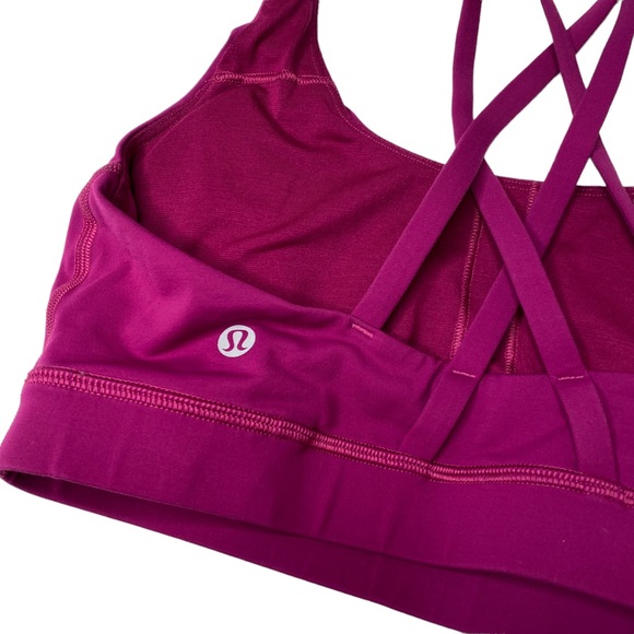 Lululemon Athletica Peloton Fuschia Strappy Energy Sports Bra Size Medium - Picture 8 of 12